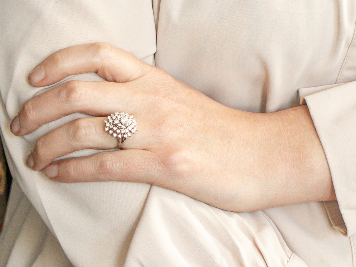 Vintage Diamond Cluster Cocktail Ring