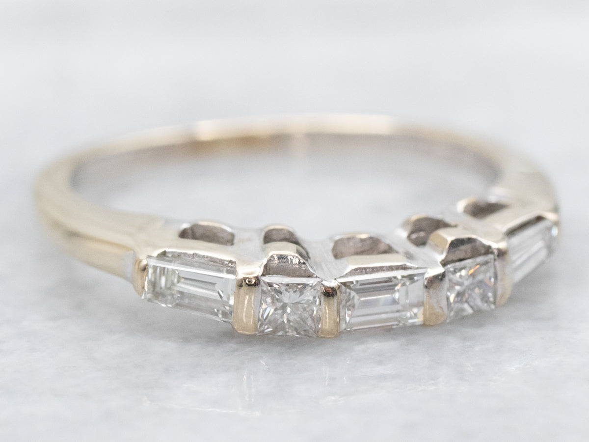 Baguette and Princess Cut Diamond Guard Band