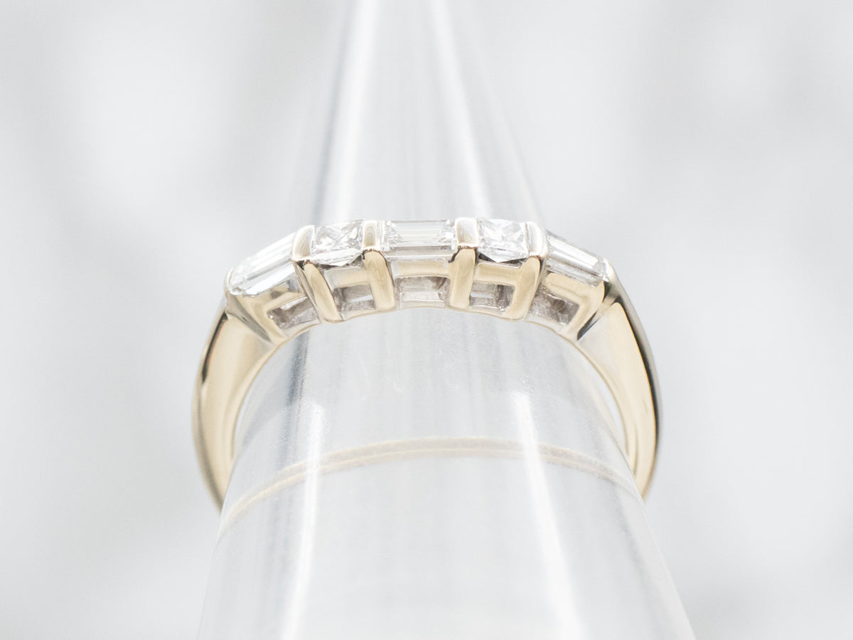 Baguette and Princess Cut Diamond Guard Band