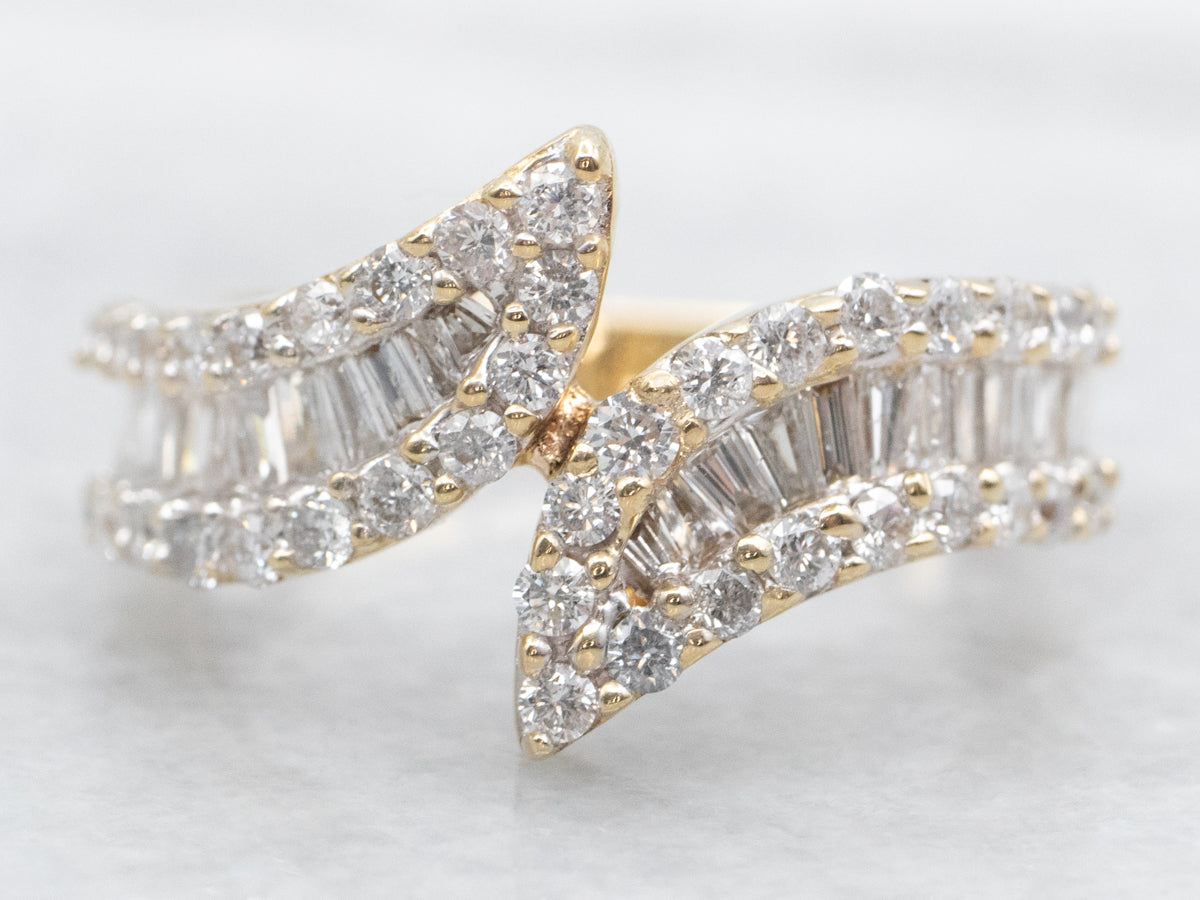 Baguette and Brilliant Diamond Bypass Ring