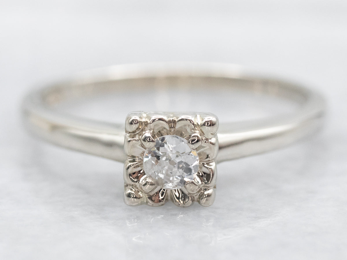 1930s Old Mine Cut Diamond Solitaire Engagement Ring