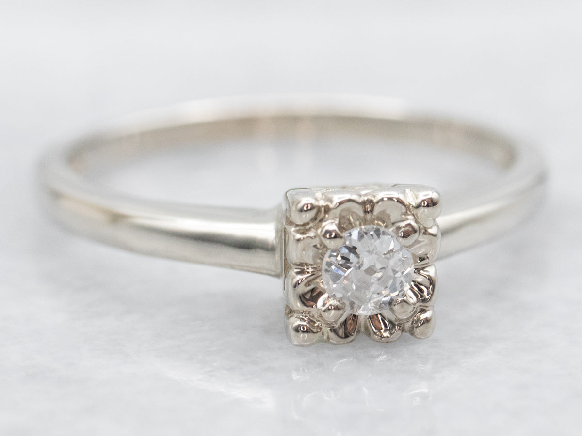 1930s Old Mine Cut Diamond Solitaire Engagement Ring