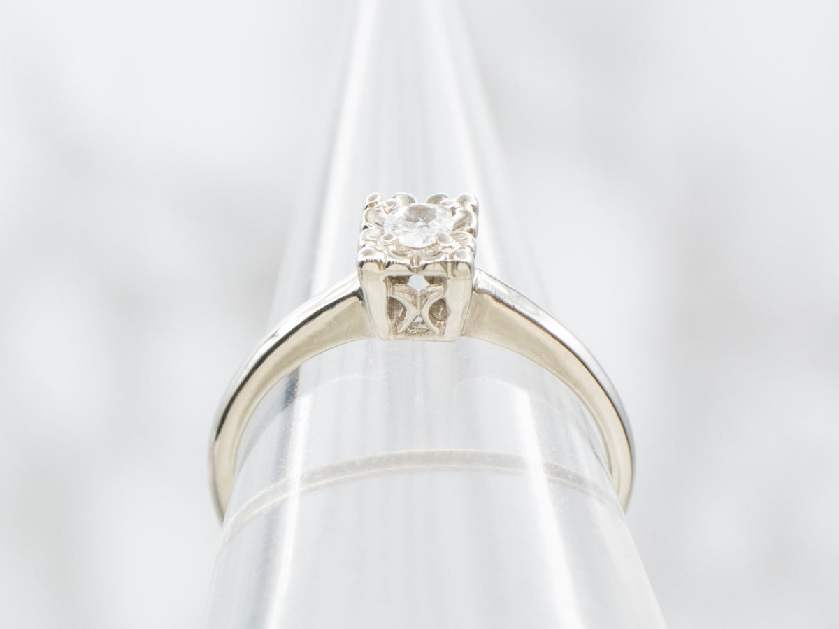 1930s Old Mine Cut Diamond Solitaire Engagement Ring