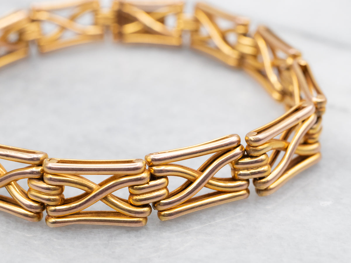 Vintage Gold X Link Bracelet with Box Clasp