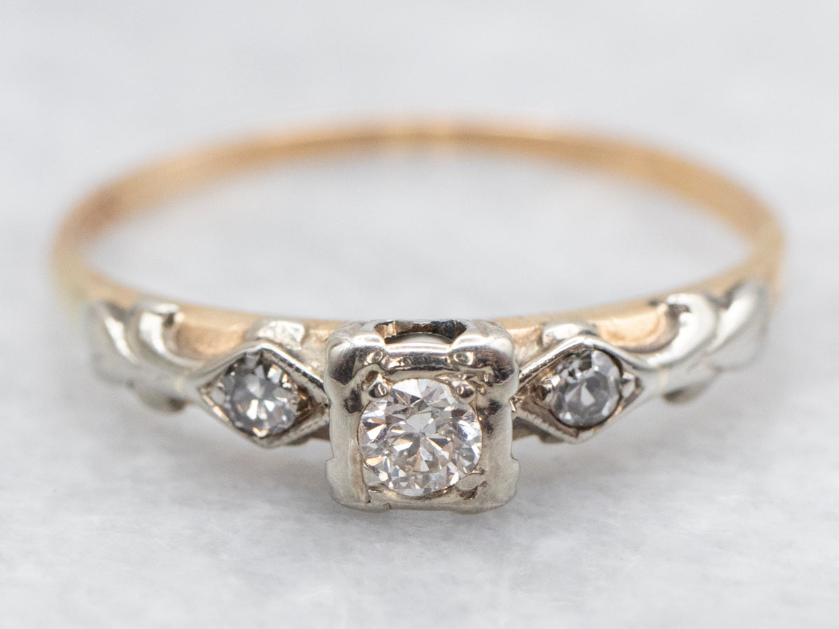 Retro Diamond Engagement Ring