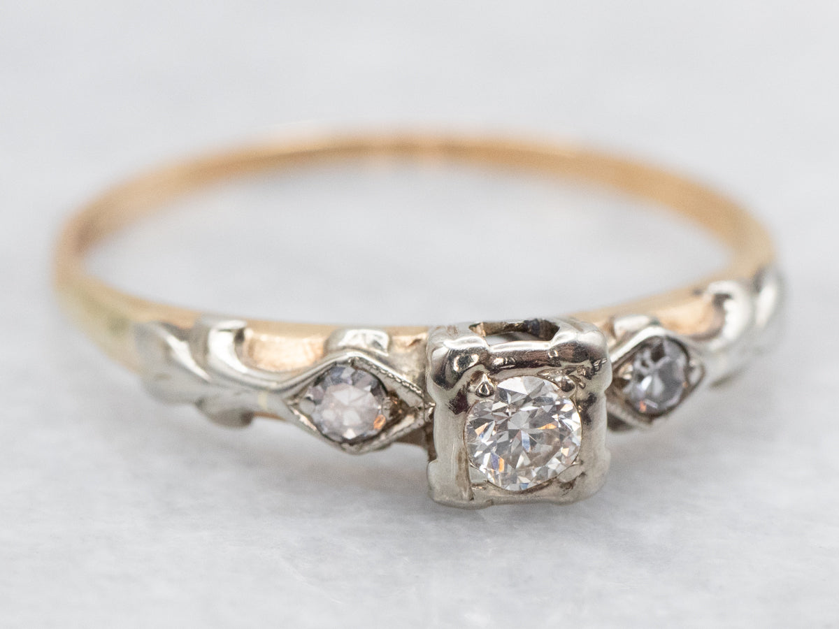 Retro Diamond Engagement Ring