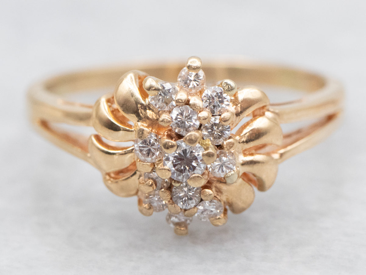 Gold Diamond Cluster Ring