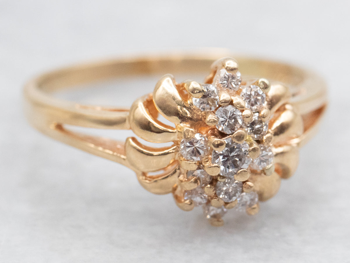 Gold Diamond Cluster Ring