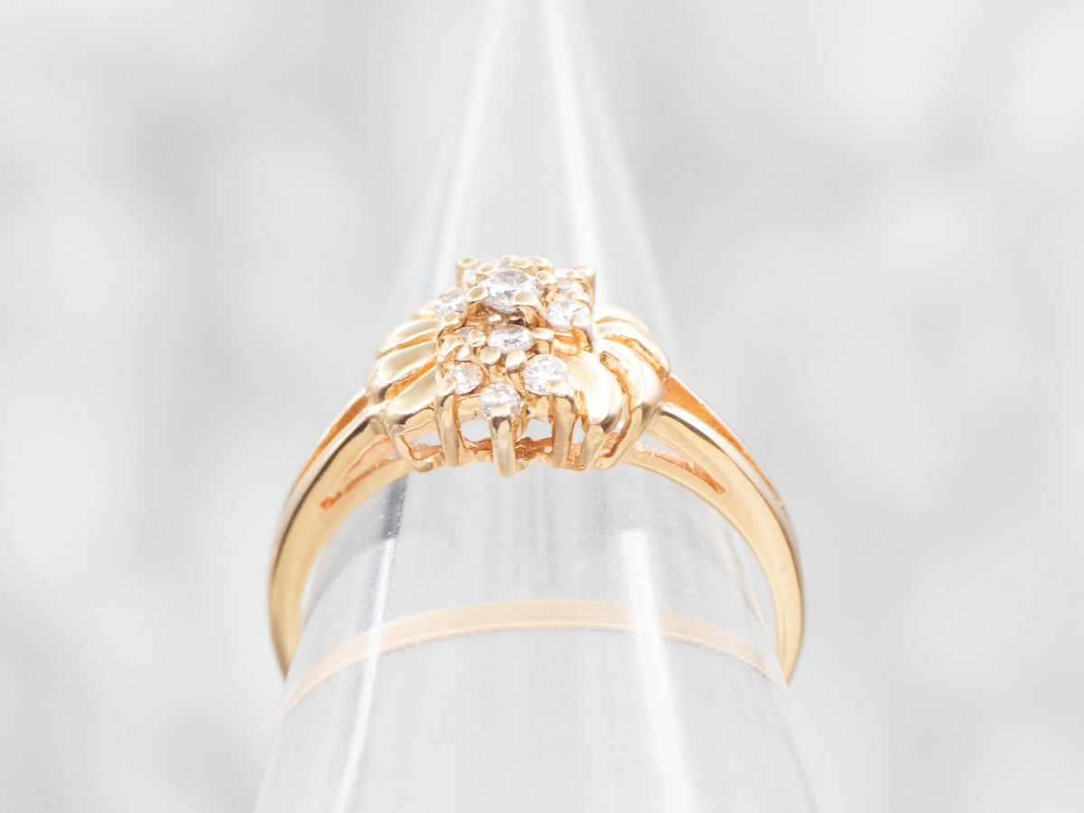 Gold Diamond Cluster Ring