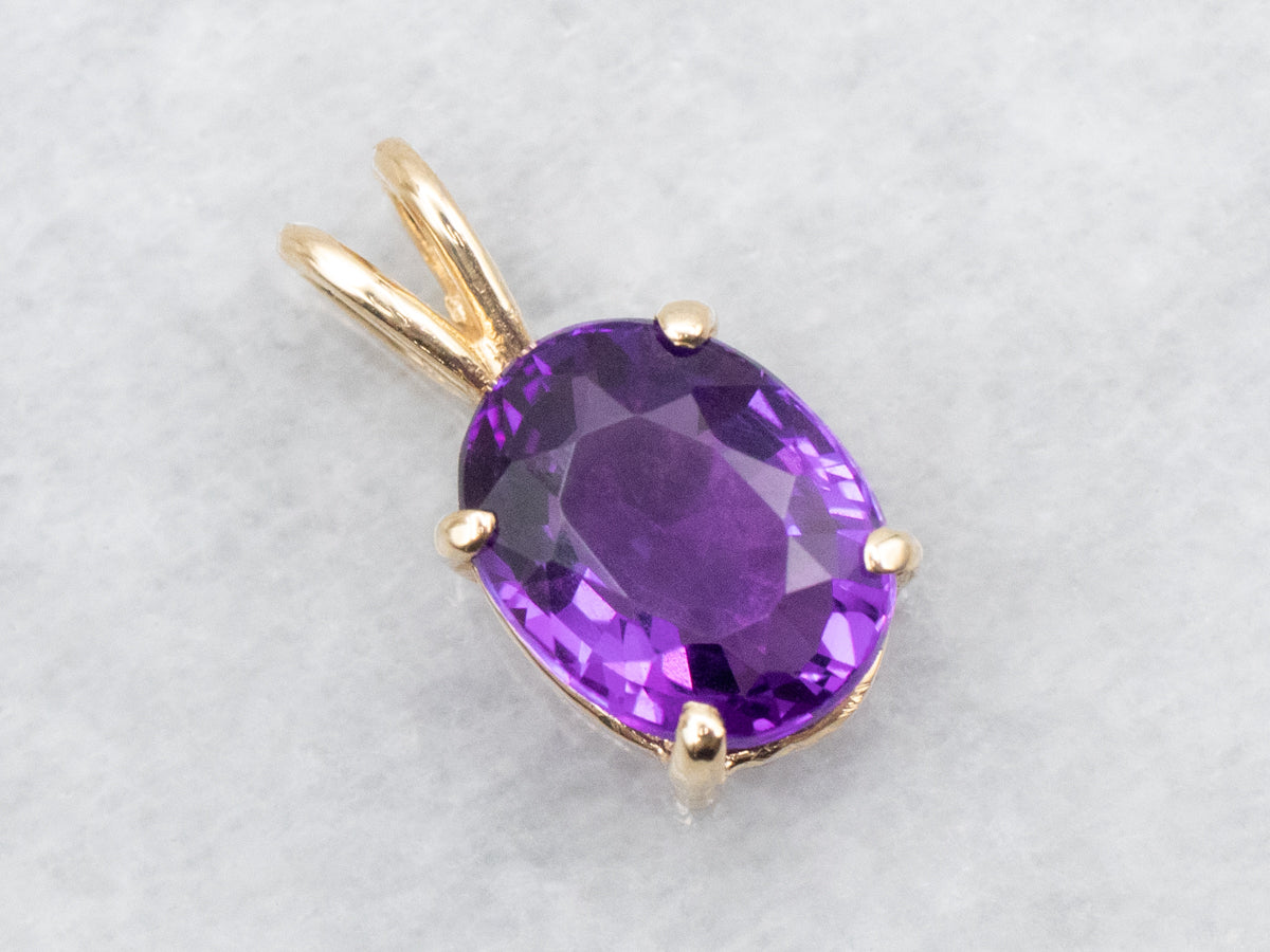 Amethyst Solitaire Gold Pendant