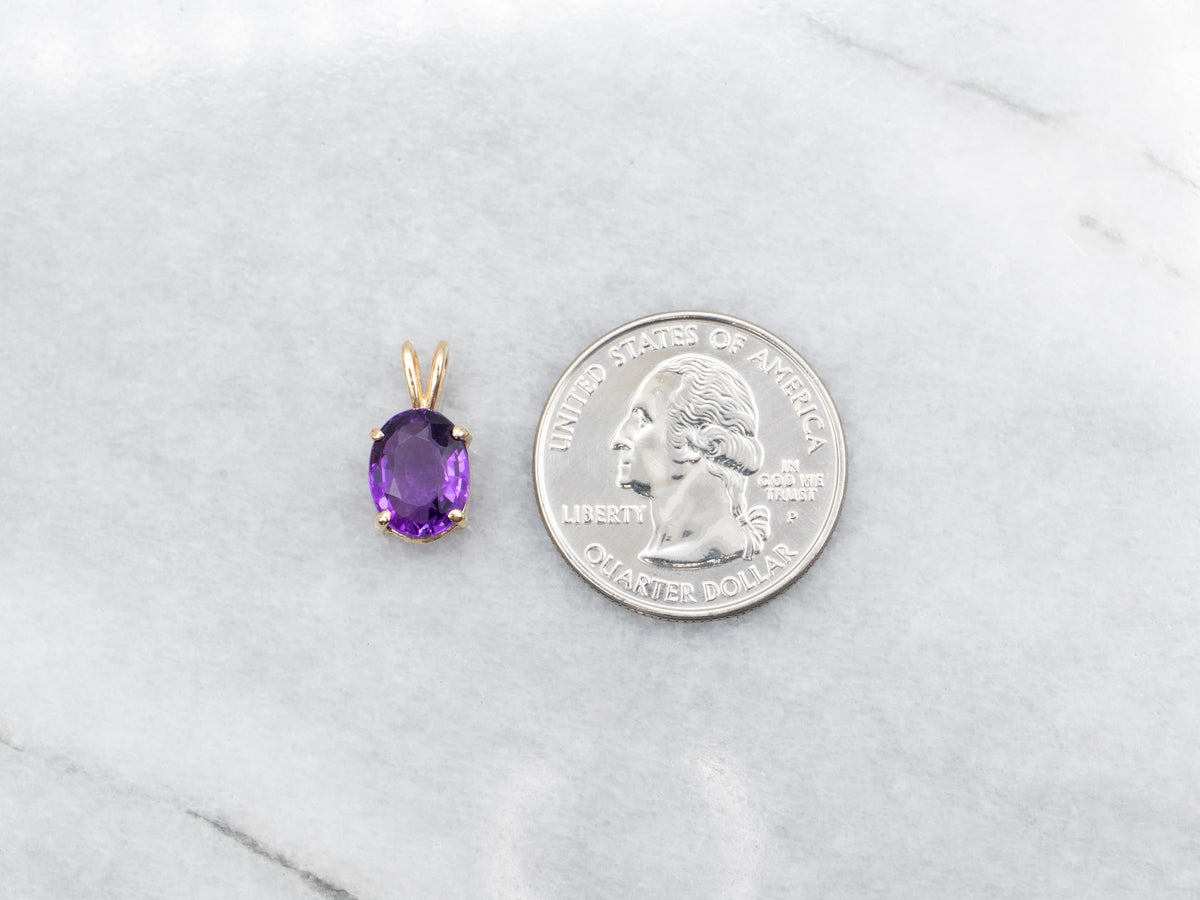 Amethyst Solitaire Gold Pendant