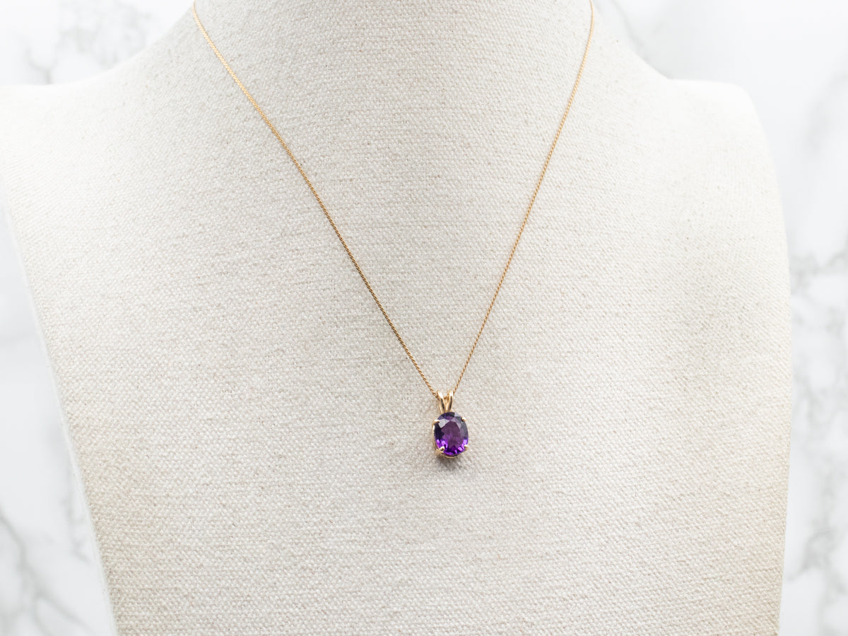 Amethyst Solitaire Gold Pendant