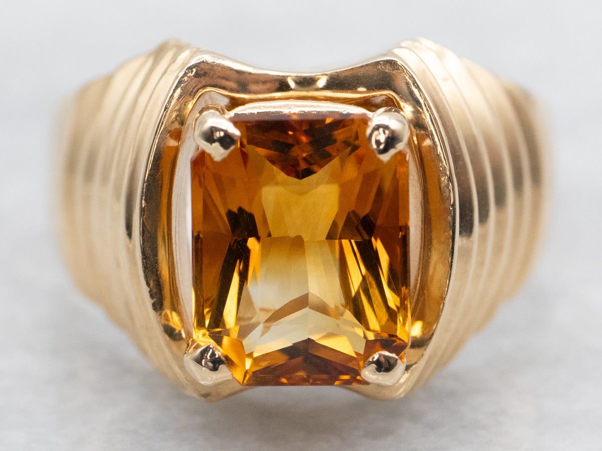 Modern Gold Citrine Ring