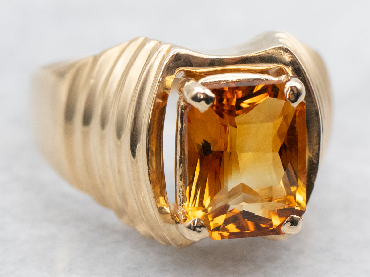 Modern Gold Citrine Ring