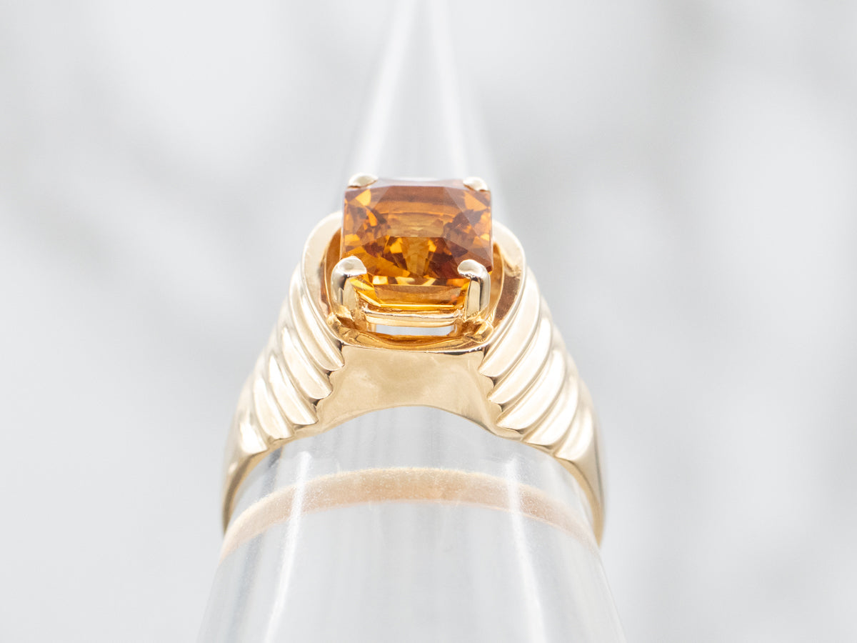 Modern Gold Citrine Ring