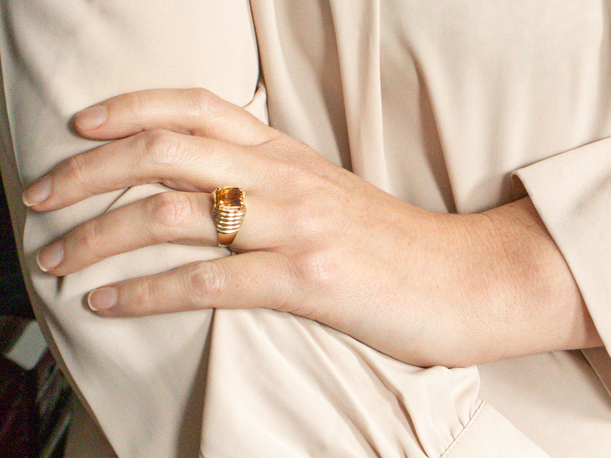 Modern Gold Citrine Ring