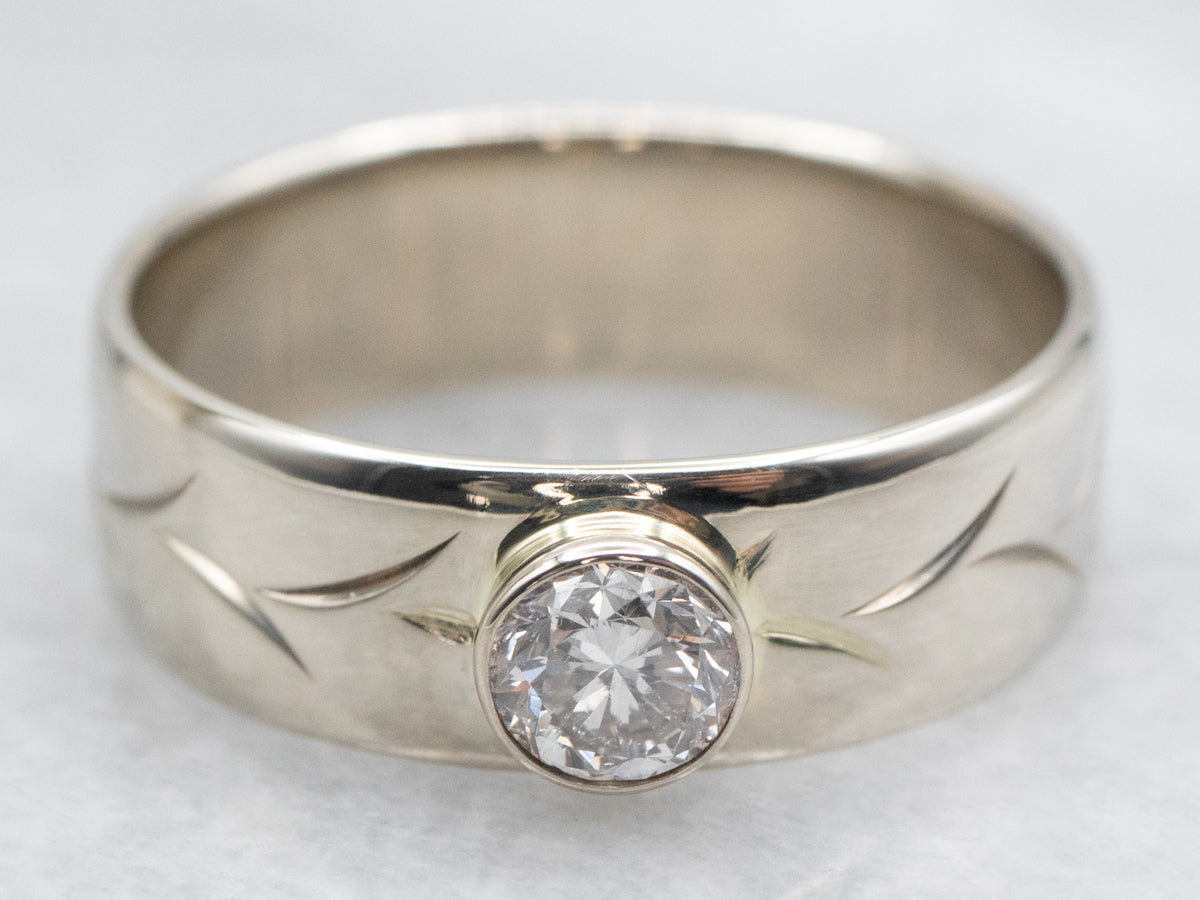 Men&#39;s Botanical Diamond Solitaire Ring