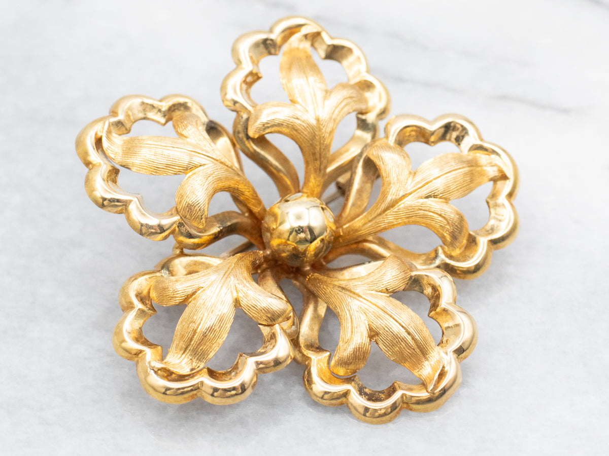 Italian 18-Karat God Floral Brooch