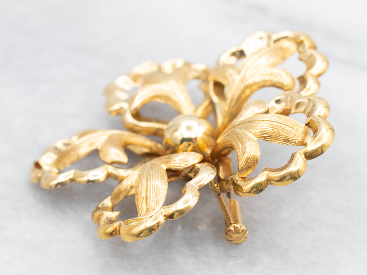 Italian 18-Karat God Floral Brooch