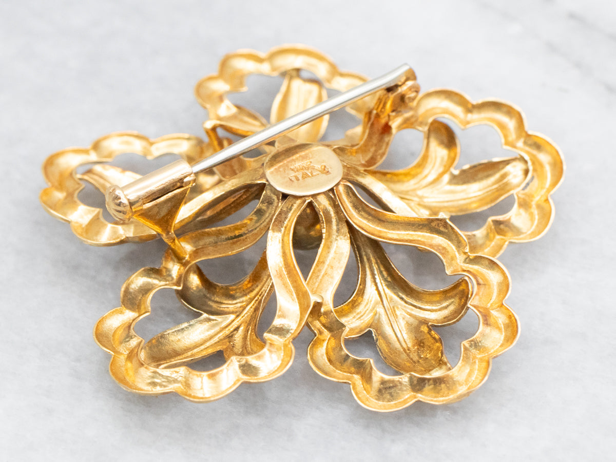 Italian 18-Karat God Floral Brooch