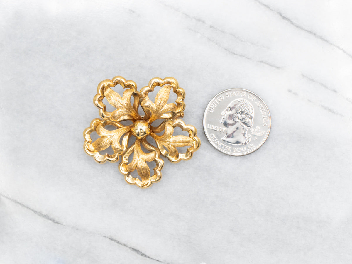 Italian 18-Karat God Floral Brooch