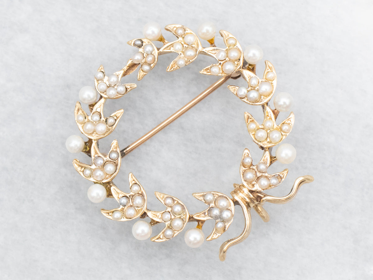 Art Nouveau Era Seed Pearl Circle Pin