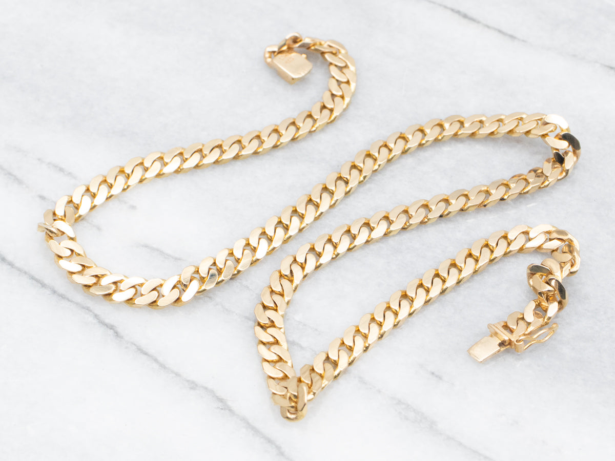 Heavy 18-Karat Gold Curb Chain with Box Clasp