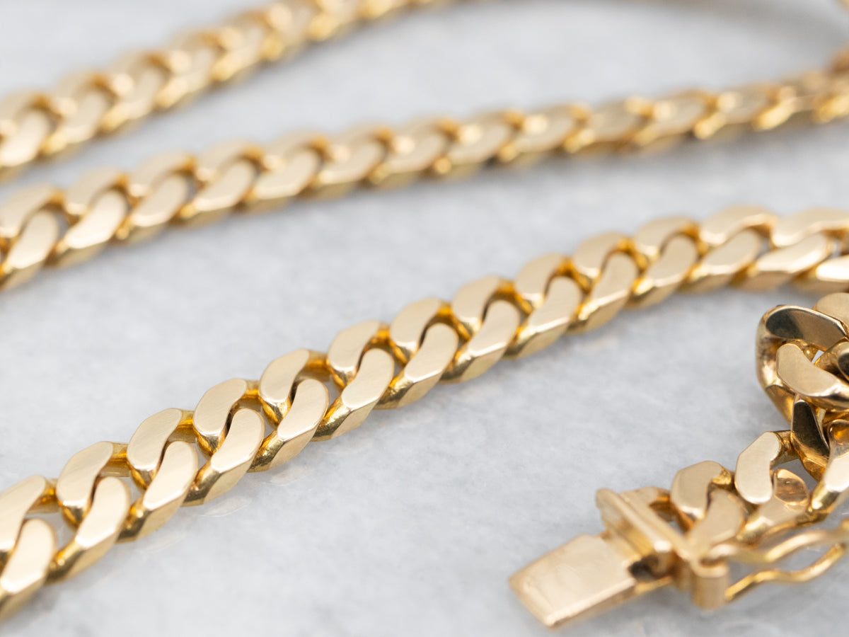 Heavy 18-Karat Gold Curb Chain with Box Clasp