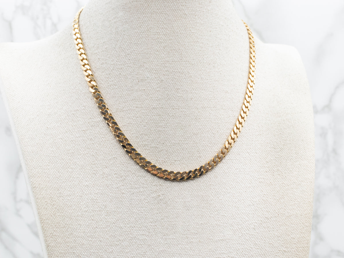 Heavy 18-Karat Gold Curb Chain with Box Clasp