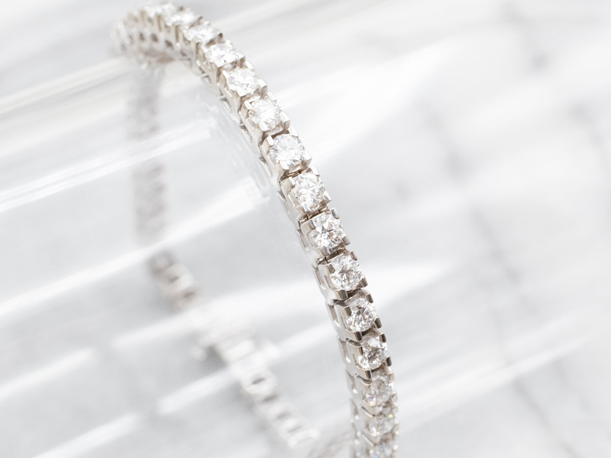 Modern White Gold Diamond Tennis Bracelet