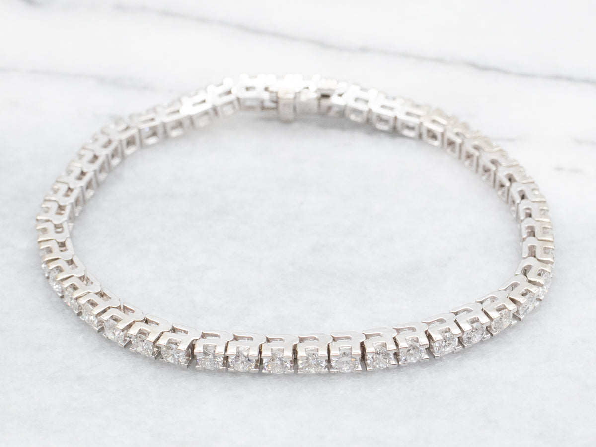 Modern White Gold Diamond Tennis Bracelet