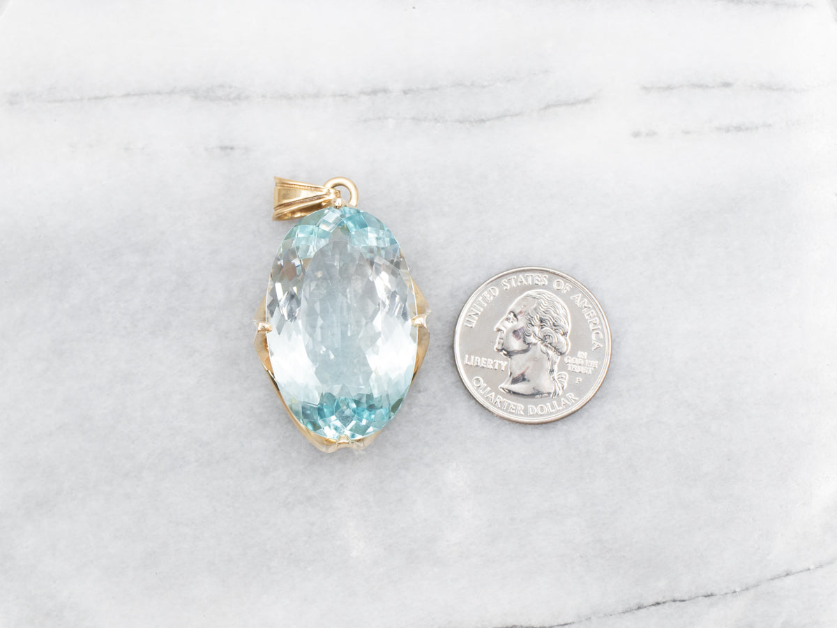 Oversized Blue Topaz Cocktail Pendant