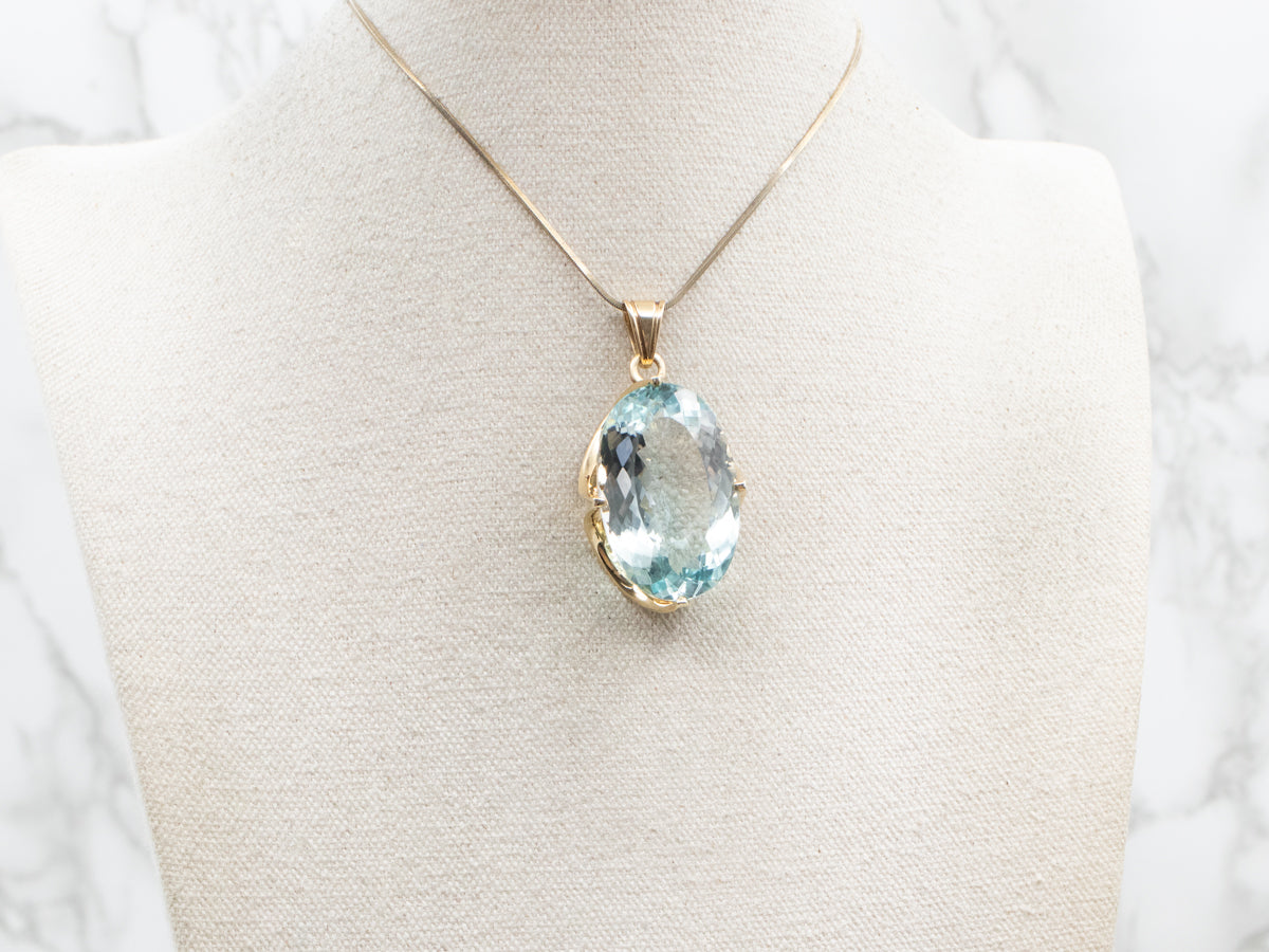 Oversized Blue Topaz Cocktail Pendant