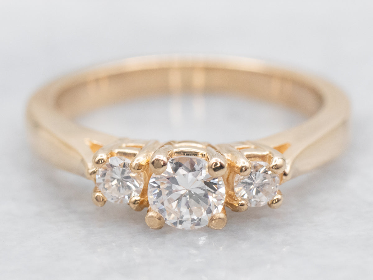 Modern Three Stone Diamond Engagement Ring