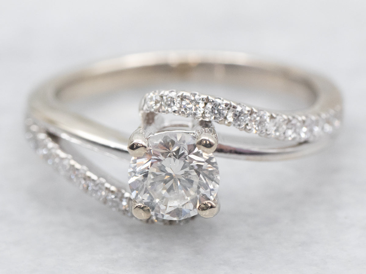 Modern Diamond Bypass Engagement Ring