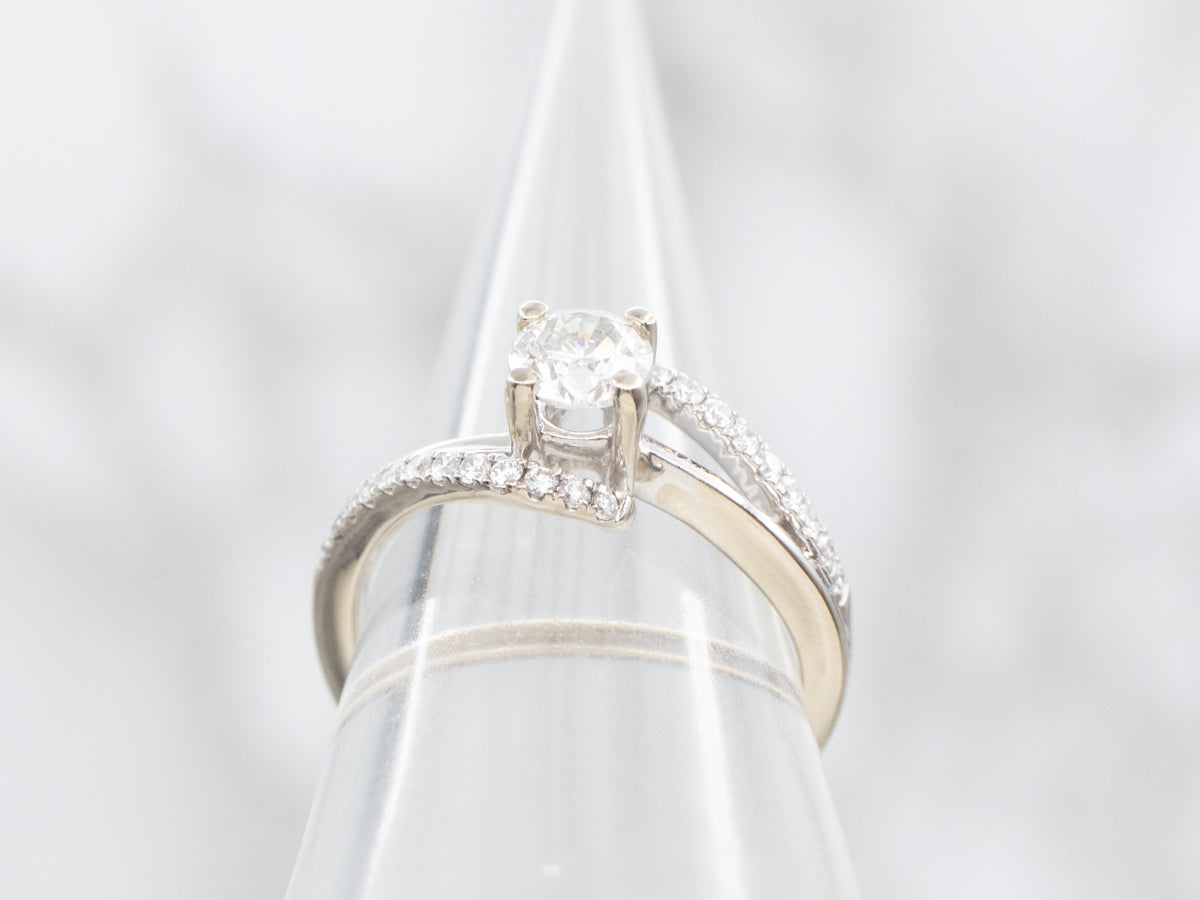 Modern Diamond Bypass Engagement Ring