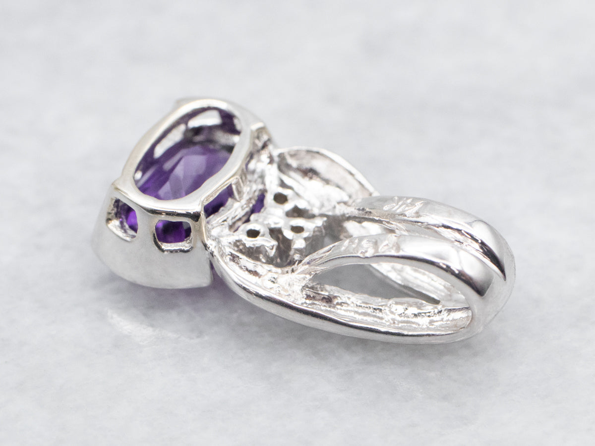 Modern Amethyst and Diamond Pendant