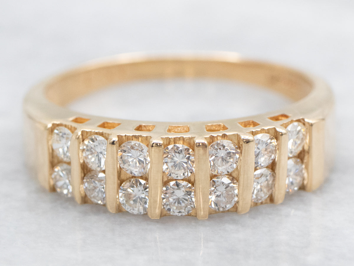 Double Row Diamond Wedding Band