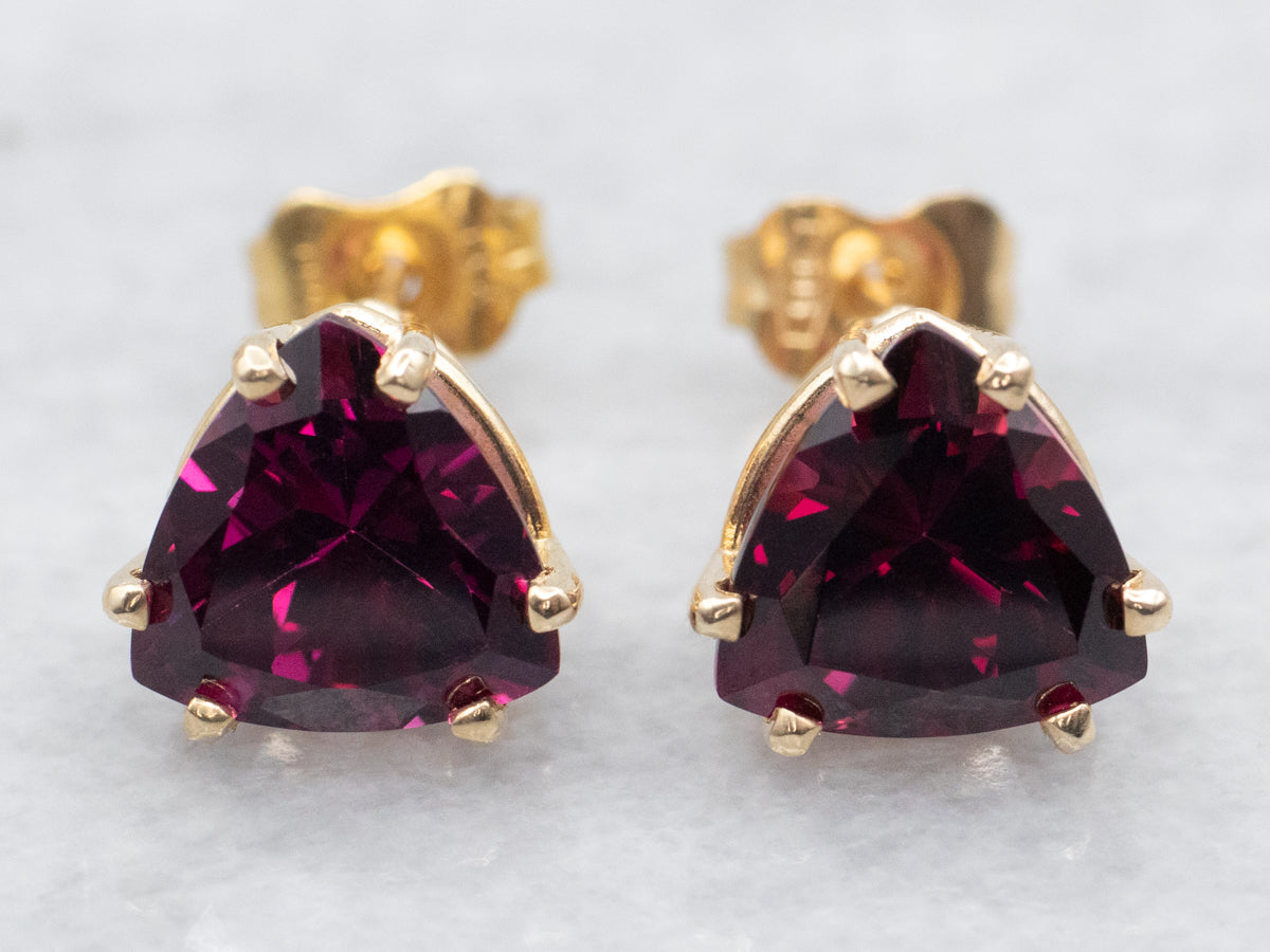 Trillion Cut Pink Tourmaline Stud Earrings