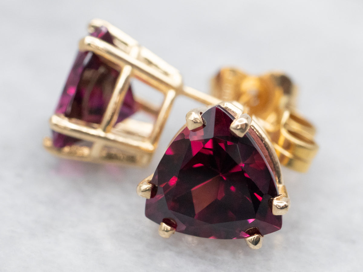 Trillion Cut Pink Tourmaline Stud Earrings