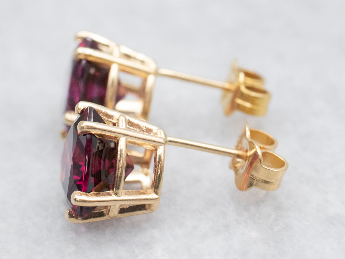 Trillion Cut Pink Tourmaline Stud Earrings