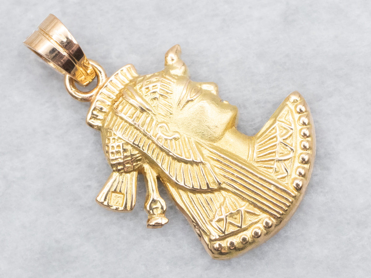 Gold Egyptian Bust Pendant