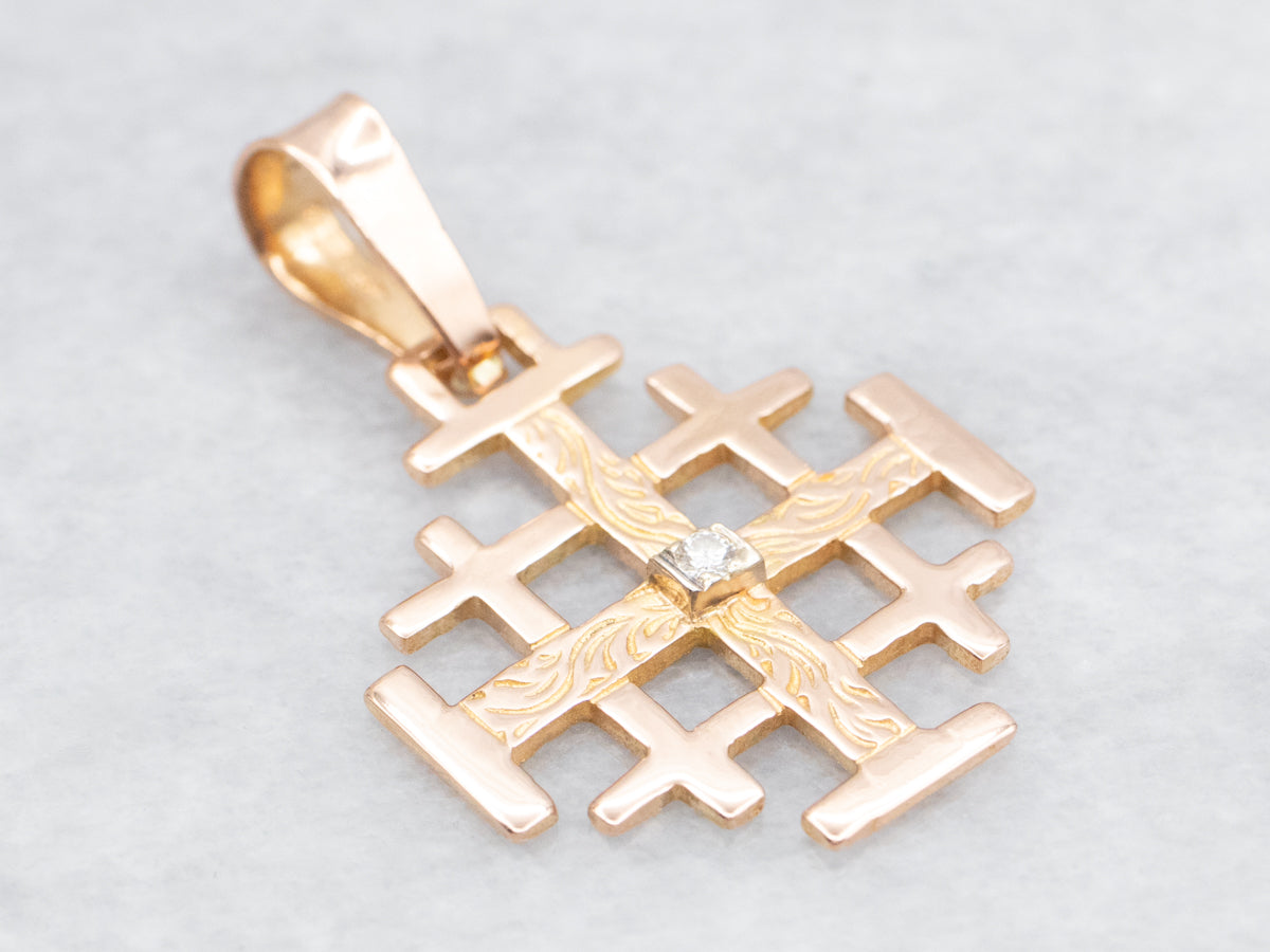 18K Gold Diamond Jerusalem Cross