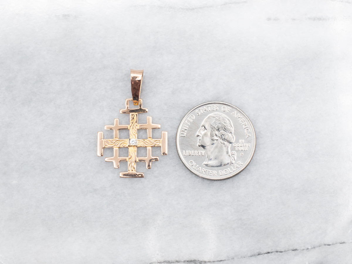 18K Gold Diamond Jerusalem Cross