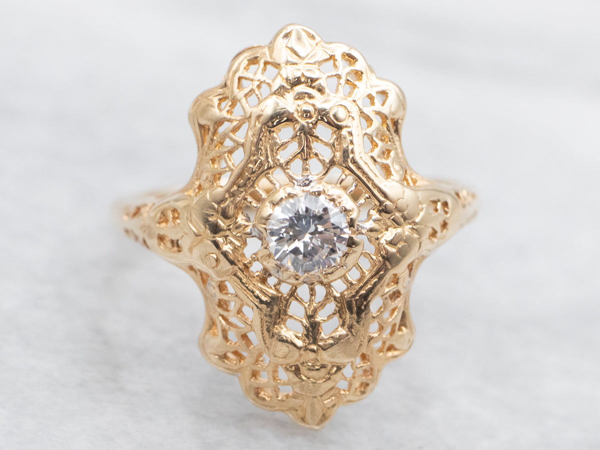 Diamond Filigree Dinner Ring