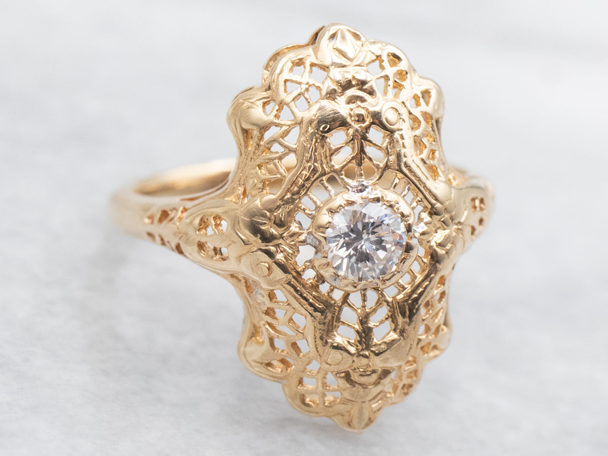 Diamond Filigree Dinner Ring