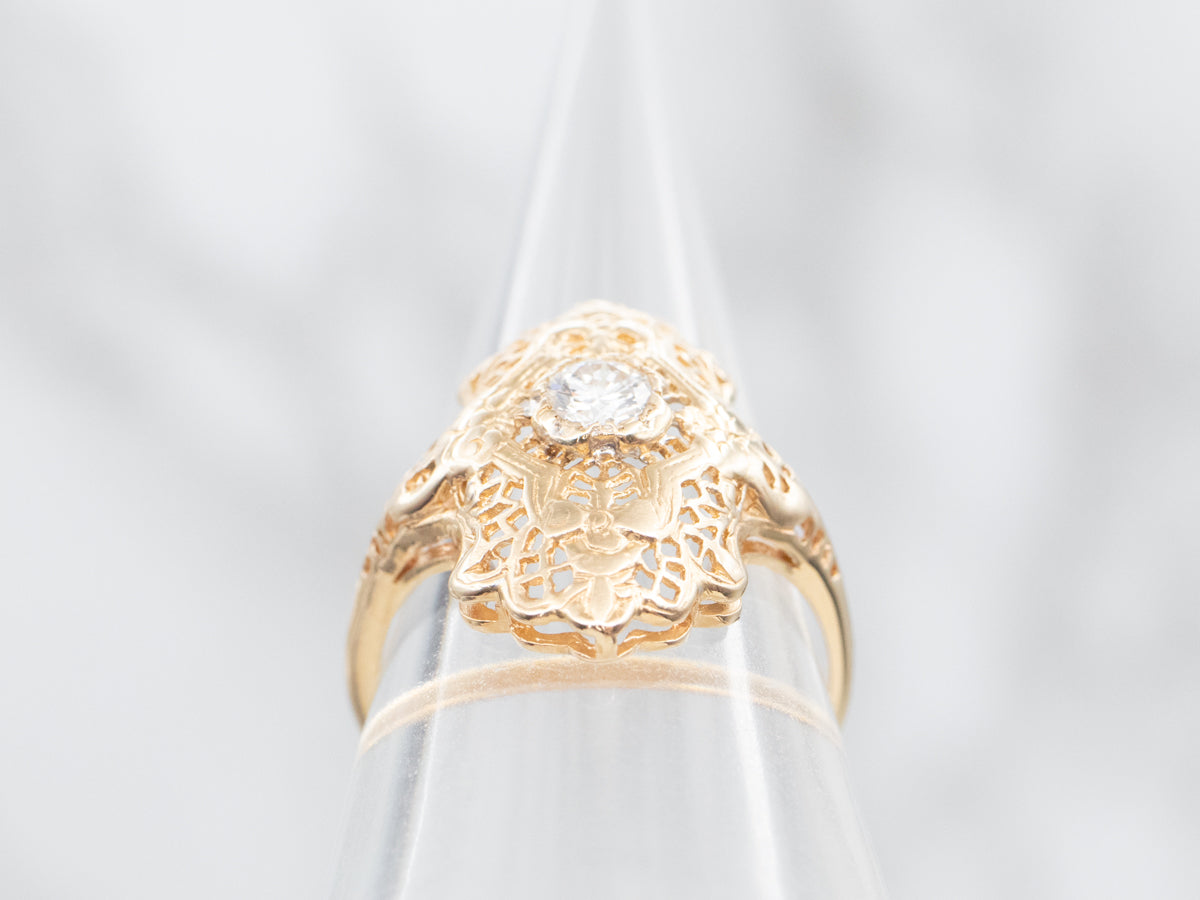 Diamond Filigree Dinner Ring