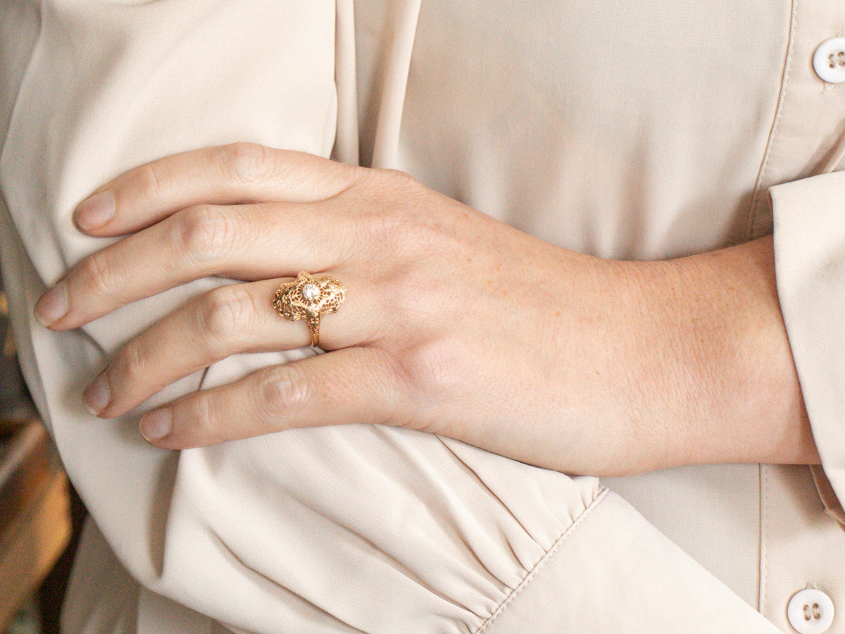 Diamond Filigree Dinner Ring