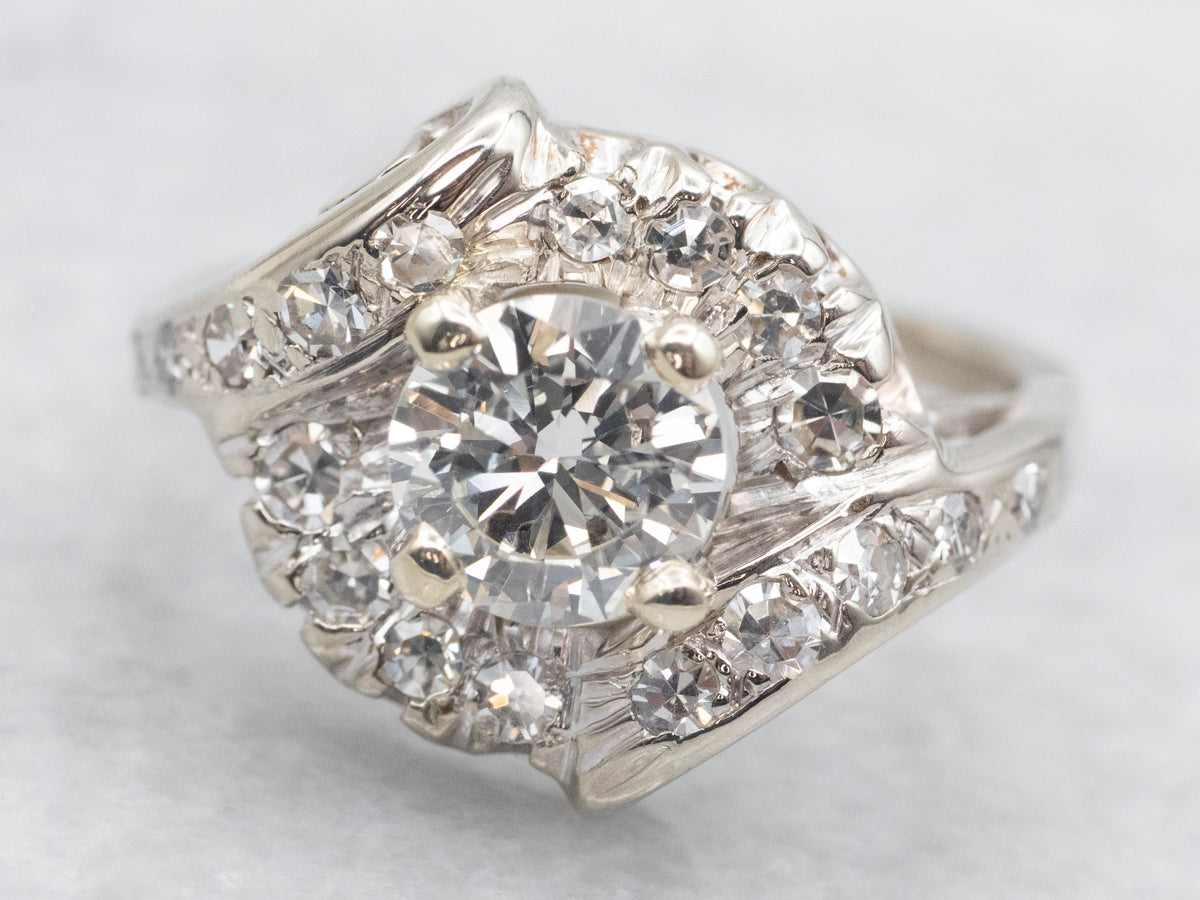 White Gold Diamond Bypass Ring