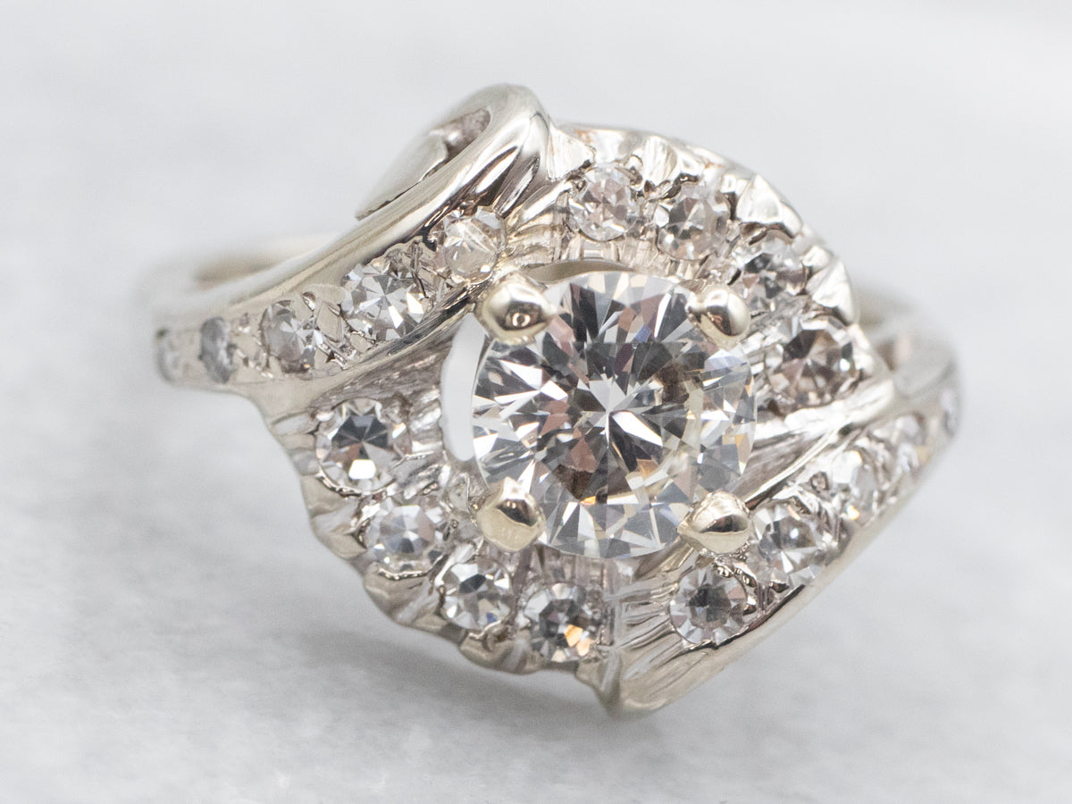 White Gold Diamond Bypass Ring